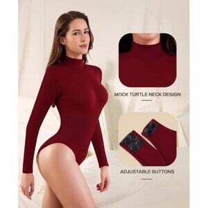 ✅ 3/$20 Sale-CLOZOZ XL Burgundy Shapewear Mock Turtleneck Bodysuit Women's XL